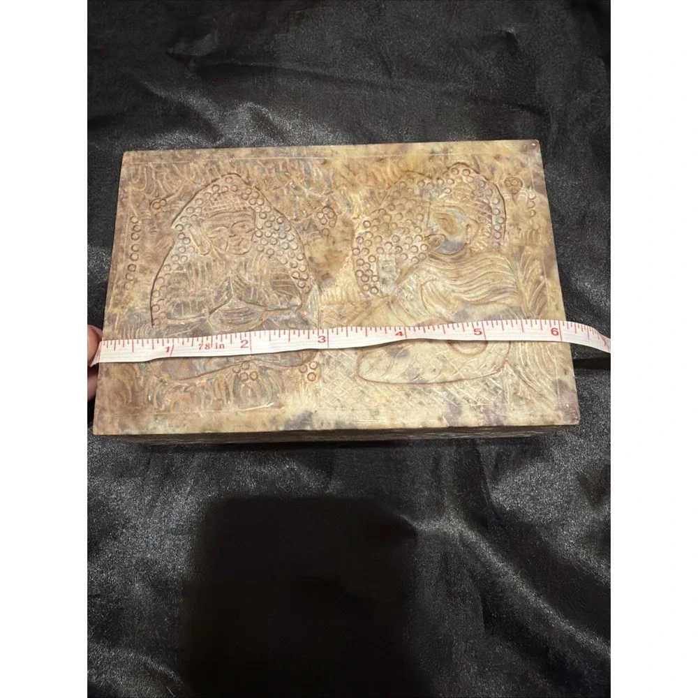 Vintage Hand Carved Marble Jewelry Box,White Stone Trinket Box, Onyx Trinket Box